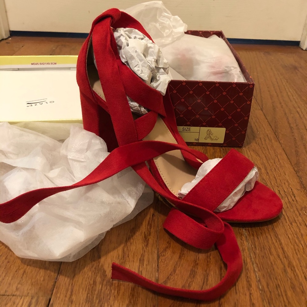 Red Lace-up Heels